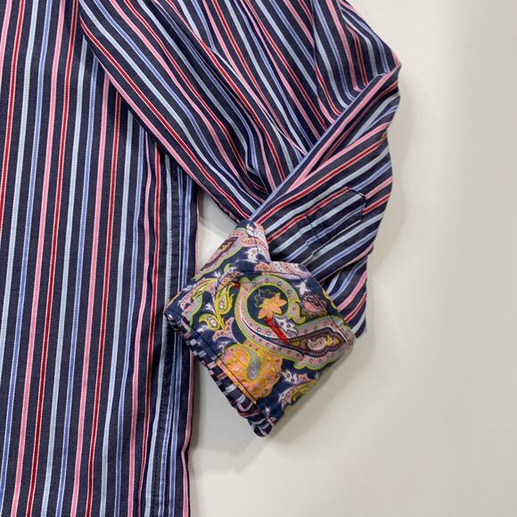 Bugatchi Uomo Shirt Mens XL Extra Large Striped Cotton Button Up Long Sleeve - Picture 3 of 9